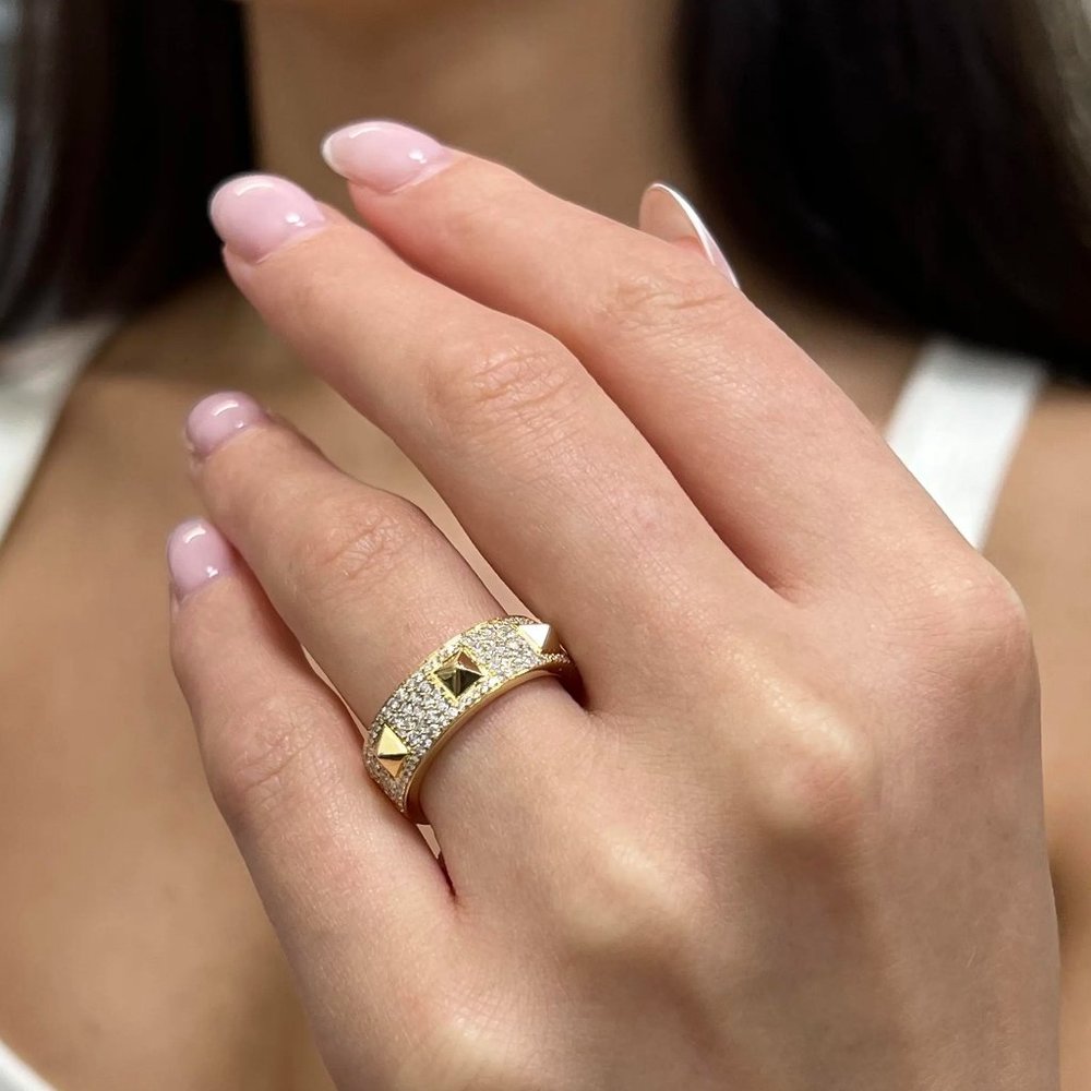 Messika 0.61Cttw Spiky Diamond Band Ring 18K Yellow Gold Size 53 US 6.5